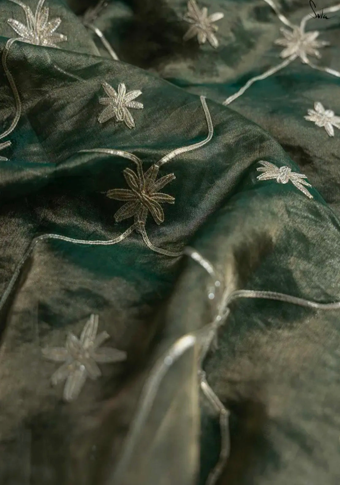 Suta Armin Pure Silk Saree - Olive Green